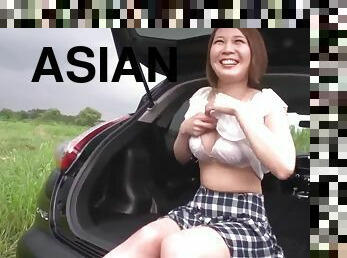 funny asian teen Mao Mizusawa outdoor gangbang