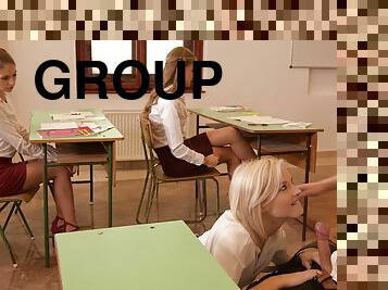 orgie, student, udløsning, gruppesex-groupsex, blond, undertøj, klasseværelse