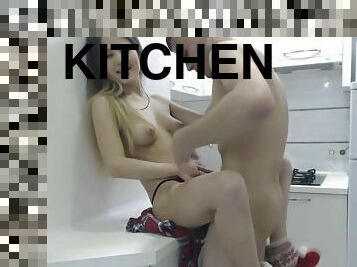 Hot teen got laid by stepbro in the kitchen