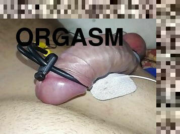 Estim 2b, electro-contractions of the penis, pre-cum and orgasm