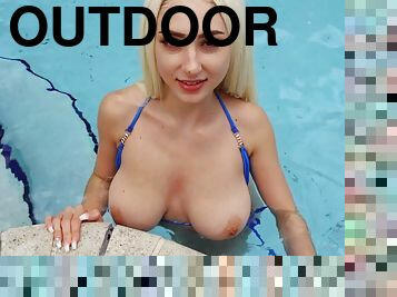 Dylan Takes A Dip - poolside outdoor POV with Tony Rubino, Skylar Vox - young blonde PAWG