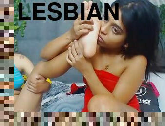 Lesbians lick feet & ass
