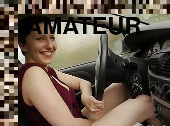 Naughty Amateur Jenny Masturbating Her Twat While Driving For Orgas - Older men
