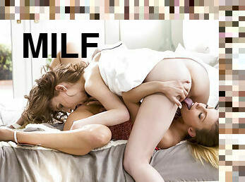 Prankish MILF Britney Amber reaches orgasm with teen lezzie Lily Moon