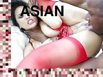 asiatisk, babes, ebony, svart