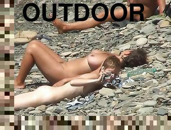 nudista, al-aire-libre, público, coño-pussy, babes, cámara, playa, voyeur, natural