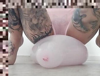Popping pink balloon humping with pussy