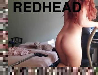 Redhead shows how she cleans her room