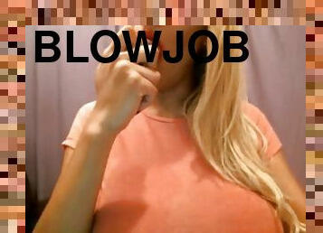 Big tit blonde teases and sucks toy on webcam
