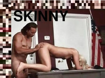 Fat cock fucks a skinny slut doggystyle