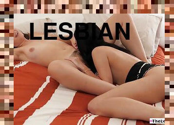 Brunette latina masturbating and pussy licking lesbian gf