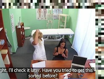 Fake Hospital Busty beautiful patient has her big breasts oiled and examine
