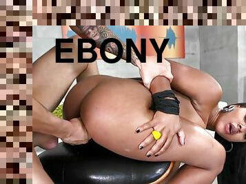 Ebony teen babe is a cock sucking cum hungry bitch