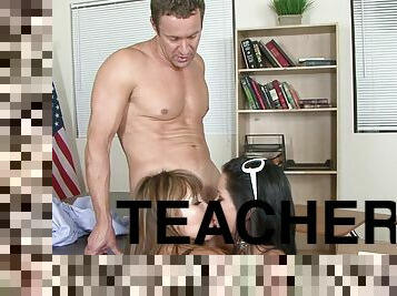 Two cunts for the horny teacher