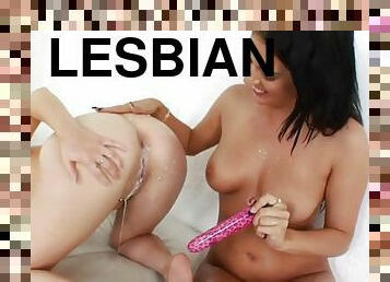 Alluring enema dykes play with toys