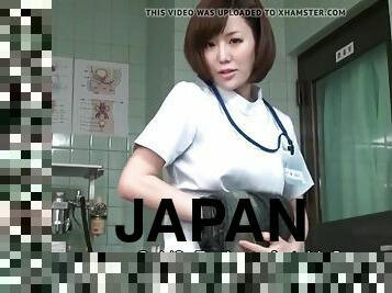 Subtitled Japanese woman doctor gives cfnm handjob patients
