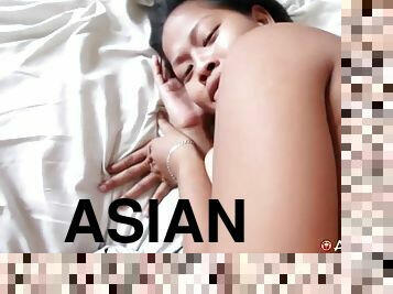 Asian with big tits gets fucked doggiestyle