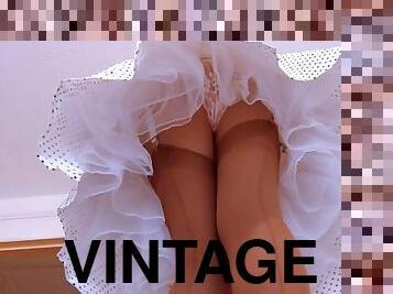 vintage, bas, lingerie, fétiche, en-nylon