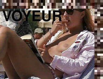 Beautiful girls topless beach voyeur public topless