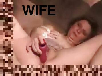 Wife and her red dildo get it on