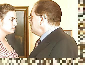 Headmaster fingers disobedient schoolgirl