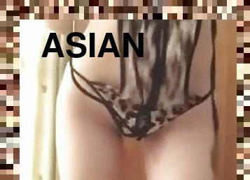 asiatisk, amatør, creampie, perfekt, erting