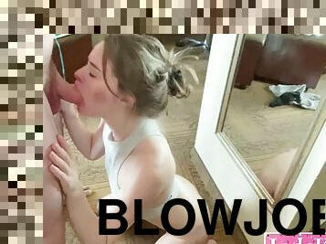 Blowjob of a lifetime from a submissive girl in a hotel
