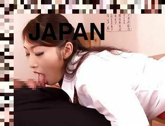 Pantyhose pleasure from a Japanese teacher makes him cum