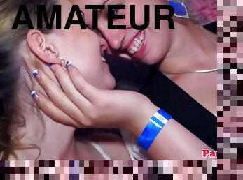 Party girl stuffing pussy with her necklace