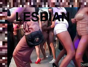 Sexy lesbians dancing in the club