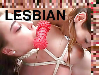 Rope bondage makes lesbian scene kinky