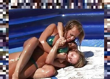 Bikini Oil Wrestling - Lucie vs Iveta