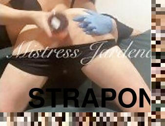 strapon, anal, bdsm, slave, ludder, elskerinne, dominans, brunette, femdom