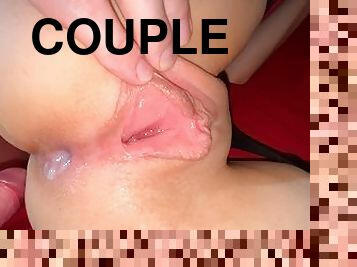 rumpe, anal, babes, tenåring, creampie, par, rødhåret, ludder, pov, cum