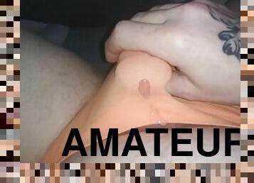 masturbácia, amatérske, semeno, sólo, thong