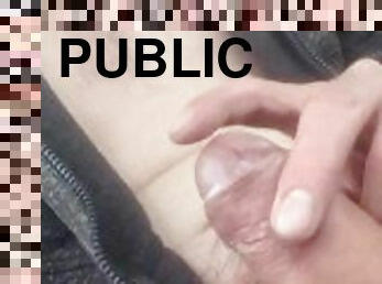 Stroking My Cock and Tasting My Cum in Public