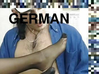 Beautiful German in black pantyhose fucking hard