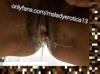 Grool dripping from my hairy pussy