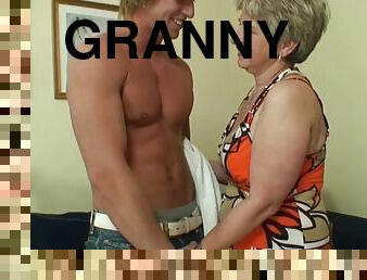 Stranger fucks a 60 year old granny on the couch