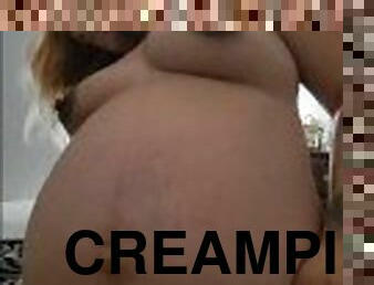 gravid, fisse-pussy, creampie, synsvinkel, ridning, cowgirl