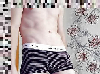 Hot Russian teen shows his beautiful ass and jerks off his big cock