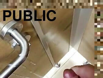 Cumming in public toilet lots of cum