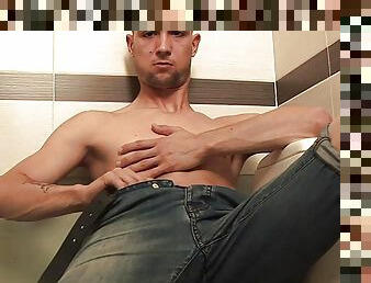 Nice Patrik jerks his cock no matter where even in the toilet - comes now!
