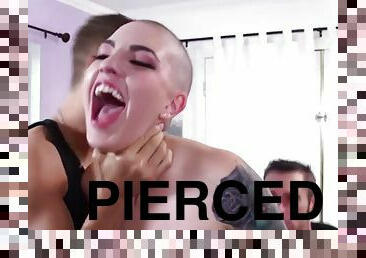 Skinhead punk babe assfucked in threesome