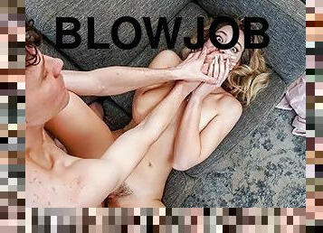 pappa, pussy, blowjob, hardcore, deepthroat, rumpe-booty, skjørtet, facial, blond, fetisj