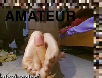 Footjob with dildo