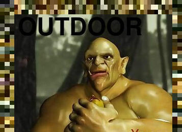 Extreme freak Ogre fucks a hot goblin hard outdoors