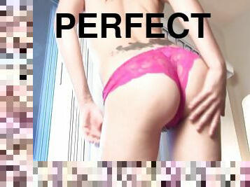 Jiggling ass in perfect pink lace panties