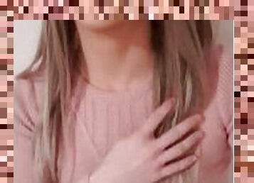 Jerking off in a nice pink sweater dress