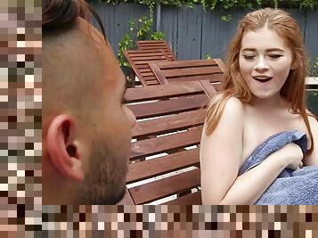 Ginger angel briar rose breaks into neighbor's properly and gets fucked